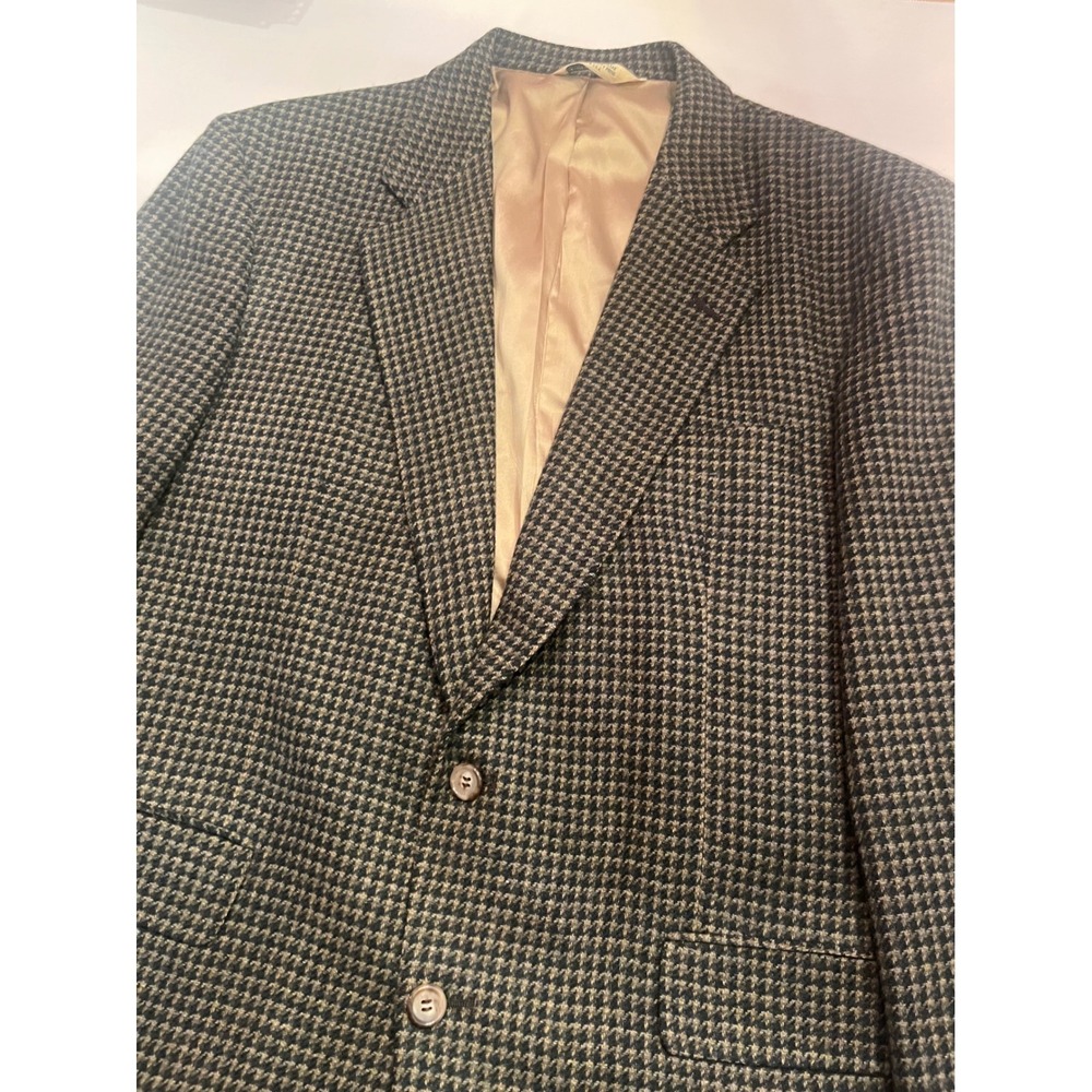 Evan-Picone Mens Pure Wool Houndstooth Blazer Brown Black Sport Coat